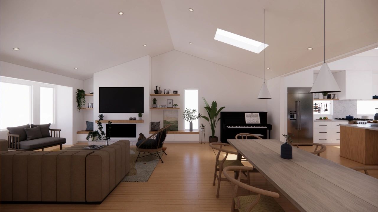 Residential architecture drawing and rendering